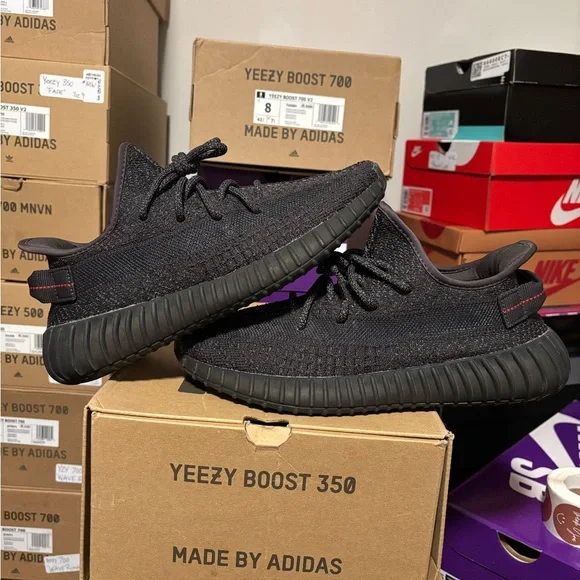 Adidas Yeezy 350 V2 ‘Black Reflective’. 8.5 men or 10 women. *LIKE NEW - Picture 10 of 11